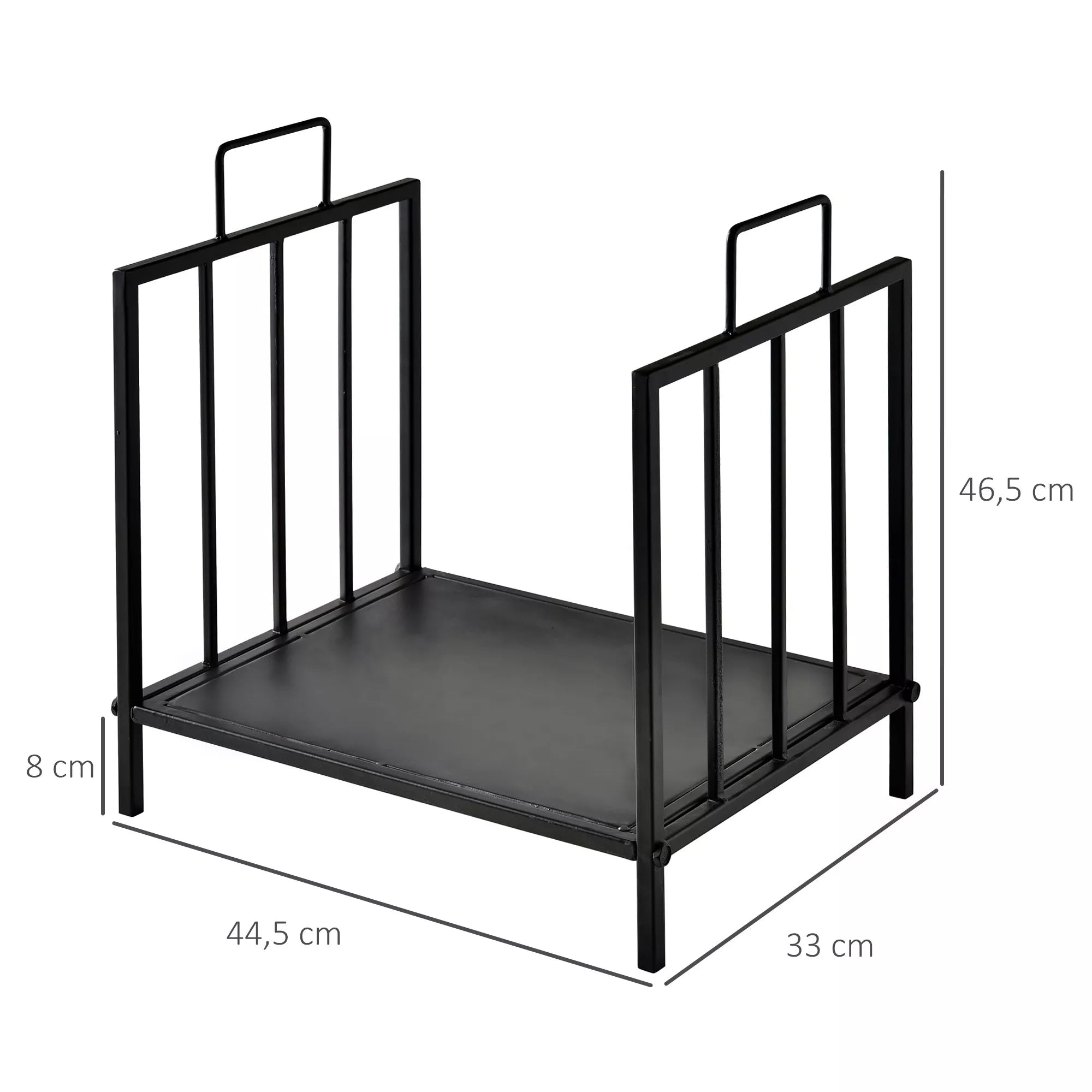 Kaminholzregal für innen 44,5 x 33 x 46,5cm Brennholzregal mit Griffe für Feuerholz, Brennholz Metall Schwarz