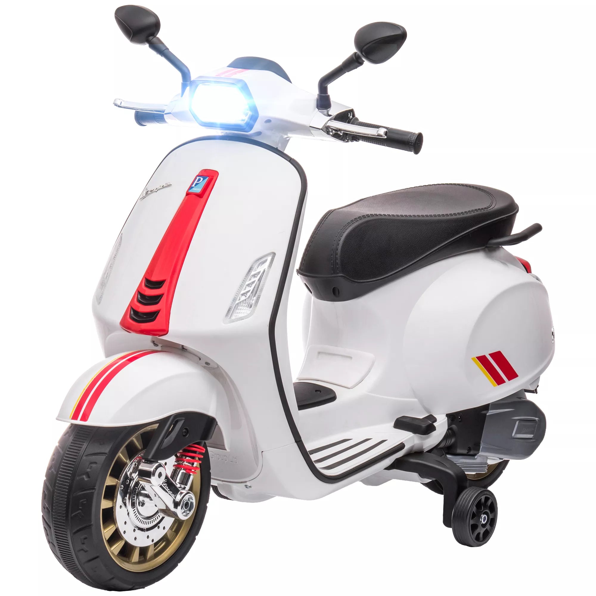 Elektrinis vaikiškas motociklas Vespa, 3 km/h, 3-6 metai, Muzika, Šviesos ir Radijas, Baltas