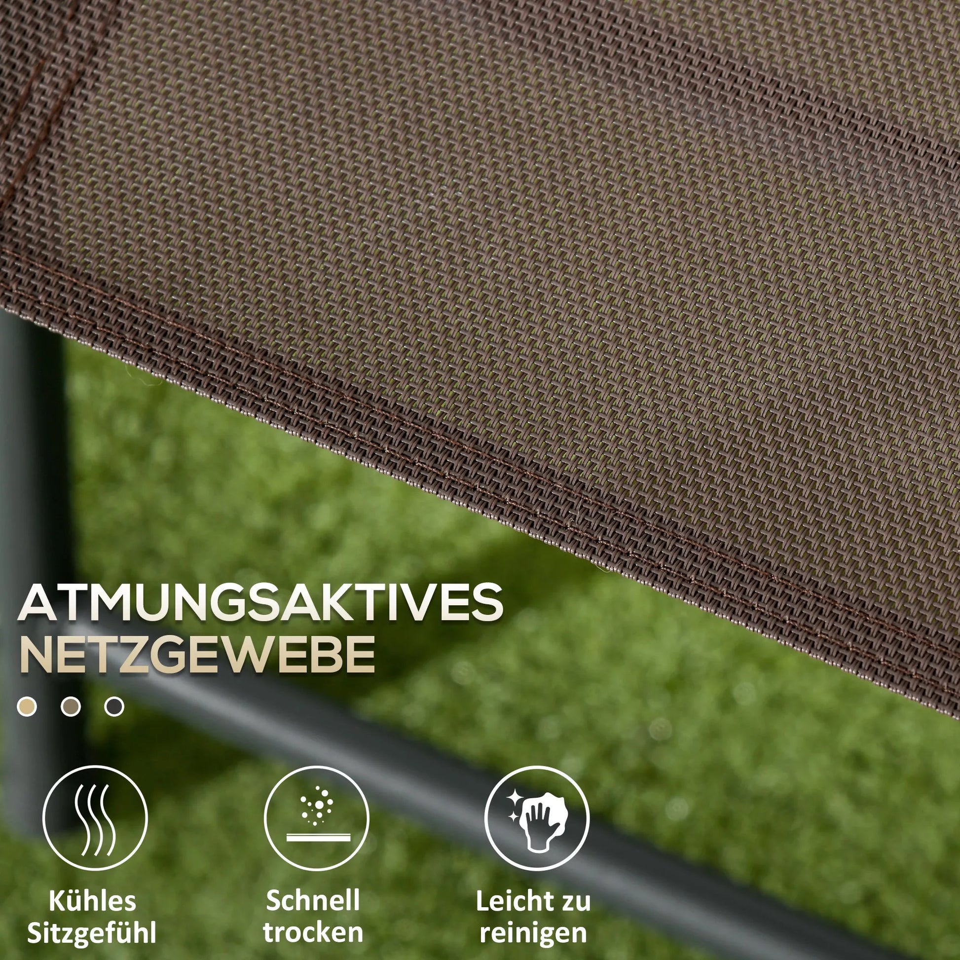 3 dalių metalinis bistro rinkinys Atsparus oro sąlygoms sodo baldų rinkinys su sulankstomu stikliniu stalu ir rudomis sodo kėdėmis