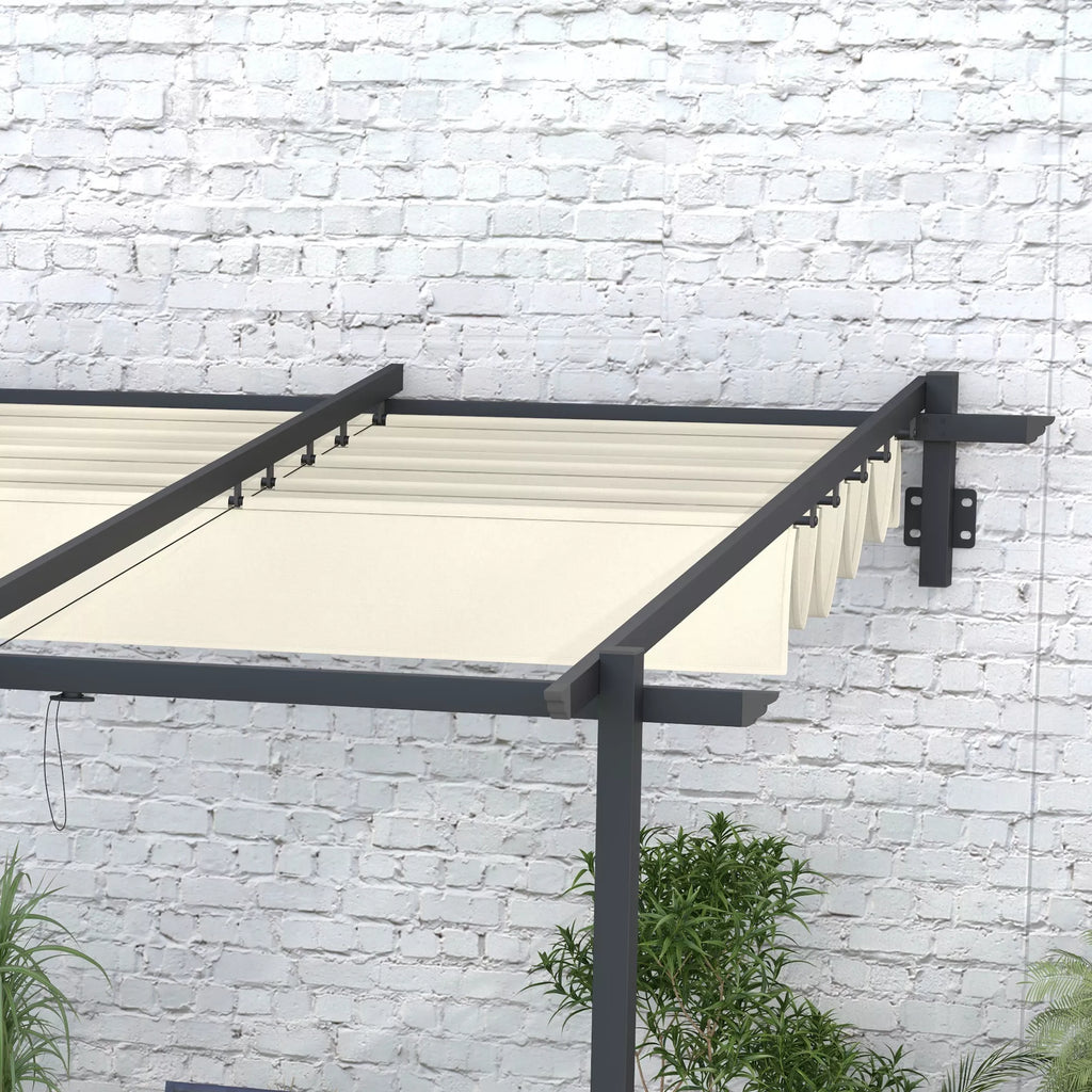 Paviljonas prie sienos su slankiojamu stogu, 3x3 m, kreminės baltos spalvos