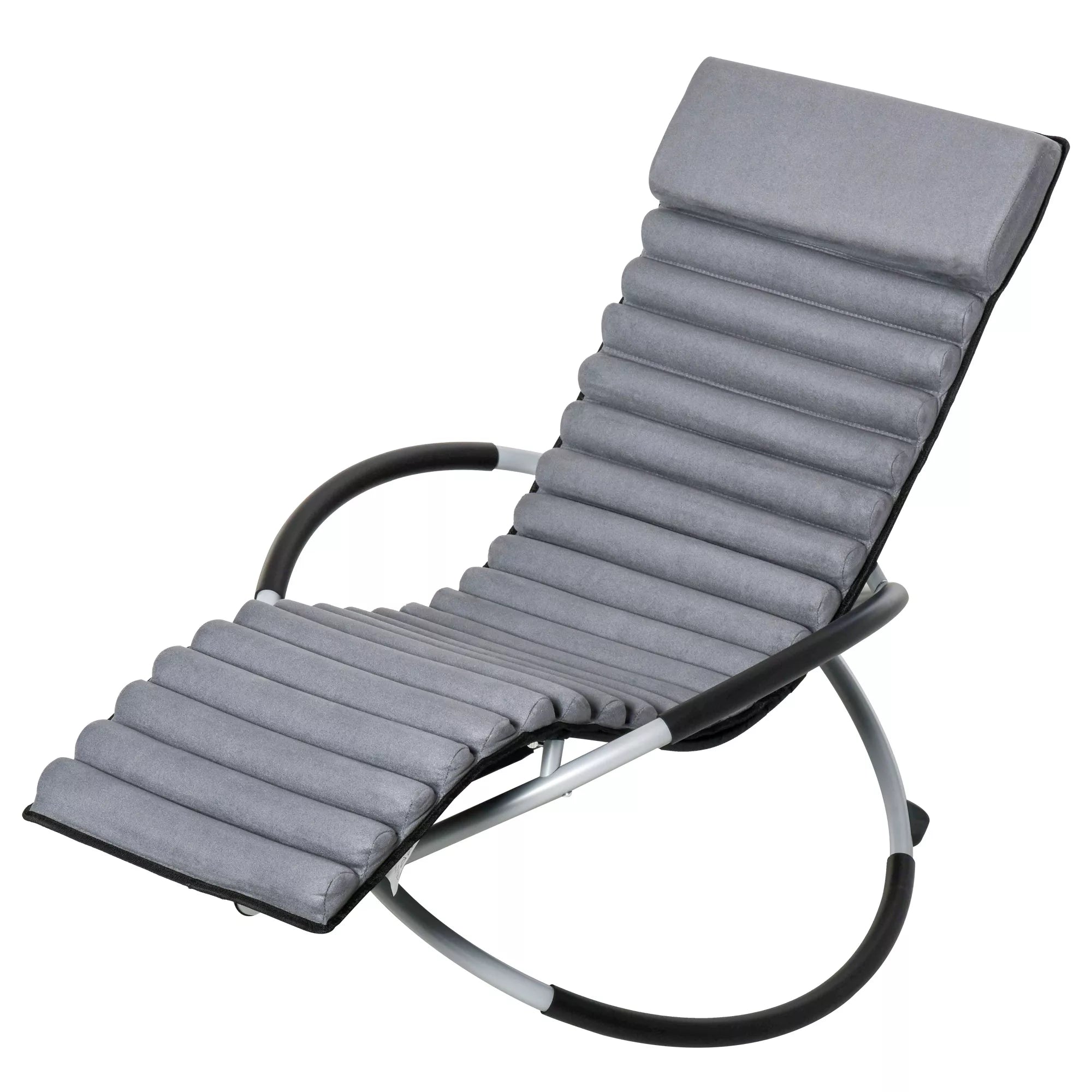 Ergonomiškas supamasis krėslas 2 in 1 Sūpynės Sodo kėdė Supamasis gultas Metalo tekstilė Rutulio formos Tamsiai pilka 145 x 74 x 86 cm