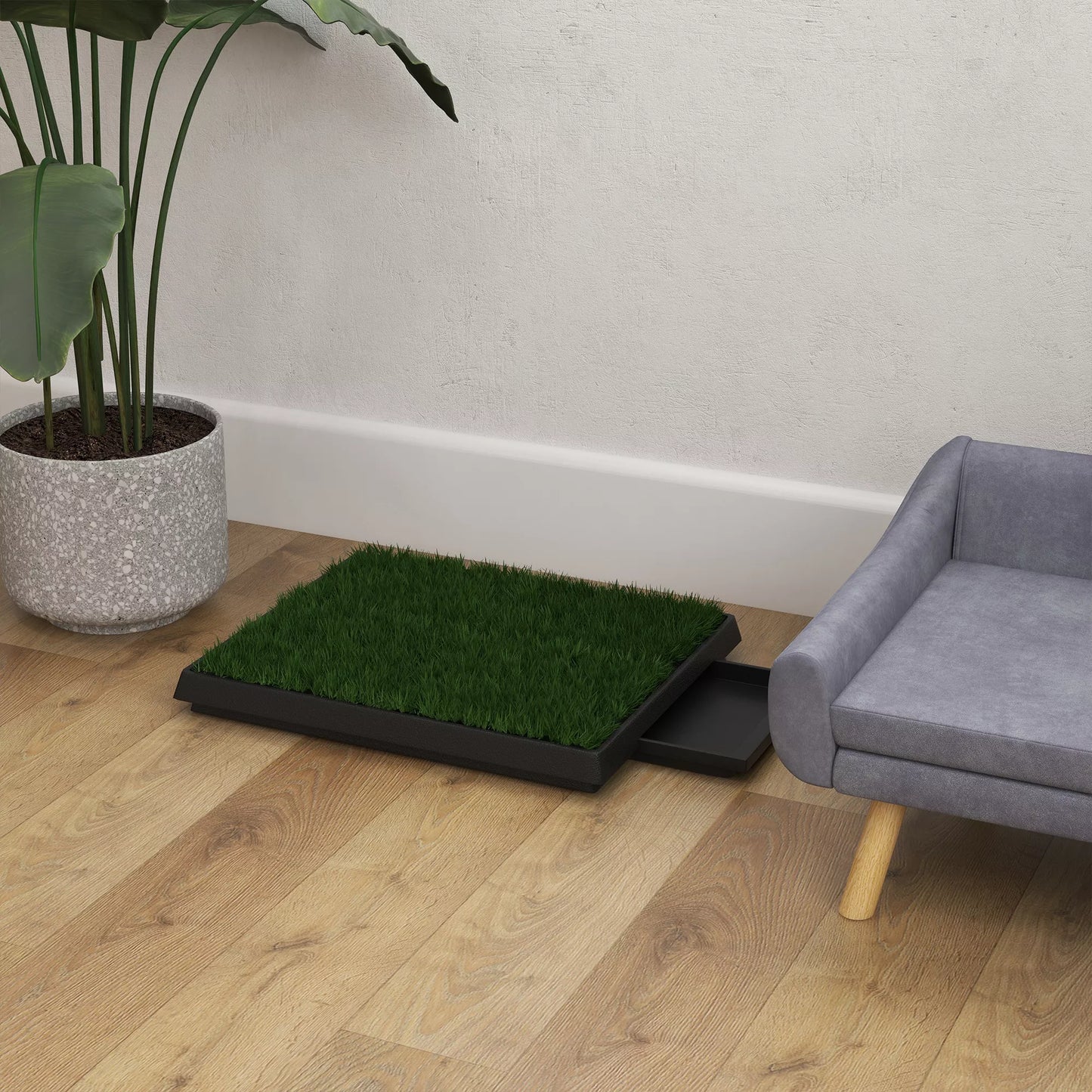 Šunų tualetas su žole 63 x 51 cm, plaunamas šunų klozetas, šuniukų tualetas su išimamu stalčiumi, treniruočių kilimėlis mažiems ir dideliems šunims