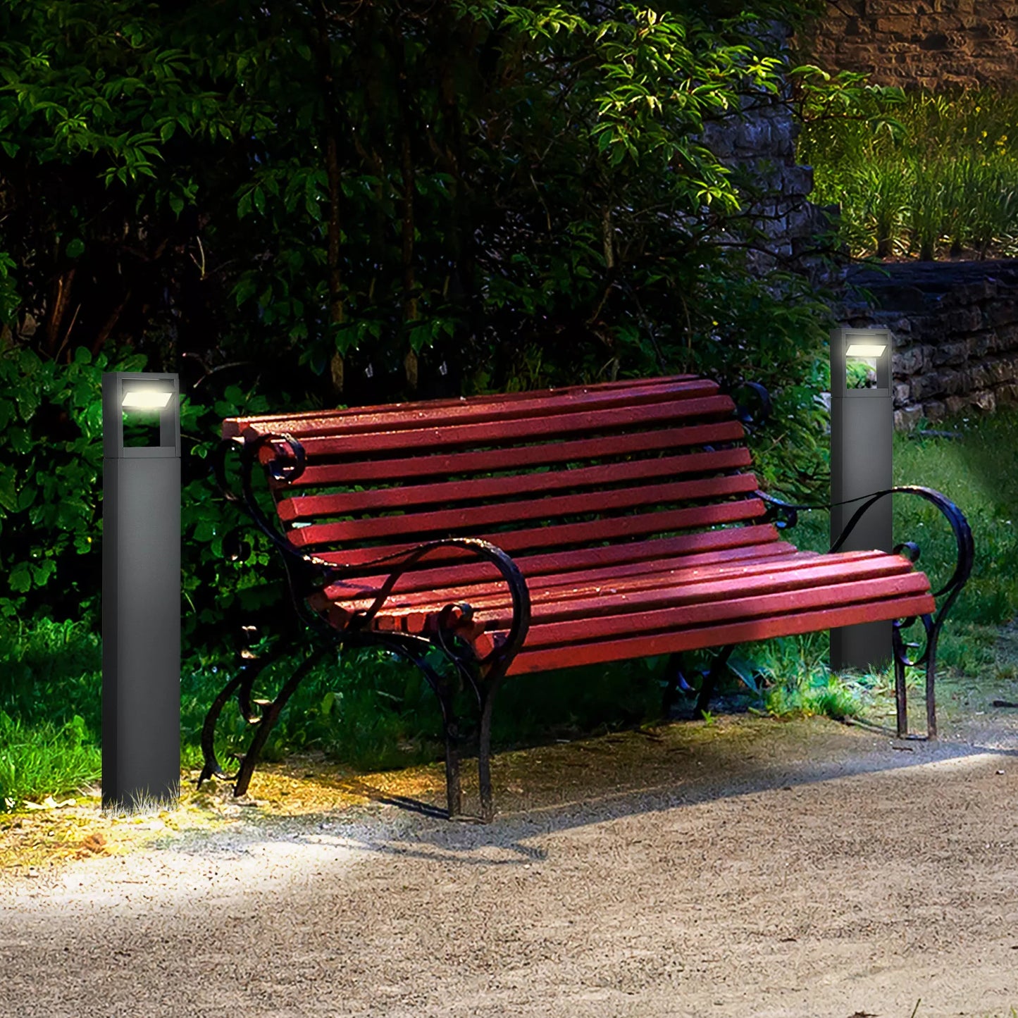 Sodo šviestuvas, takelio šviestuvas, stulpo šviestuvas su LED, atsparus oro sąlygoms, 16cm x 5cm x 90cm, tamsiai pilkas