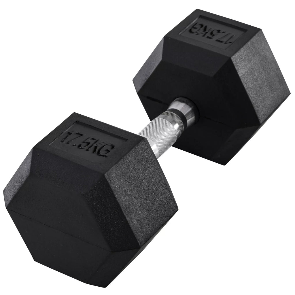 Hantel, 17,5 kg hantel, hantel, svoris, neslystantis rankena, juoda + sidabrinė