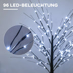 Kalėdinė dekoracija – dirbtinis beržas su 96 mikro LED, 150 cm, rudas