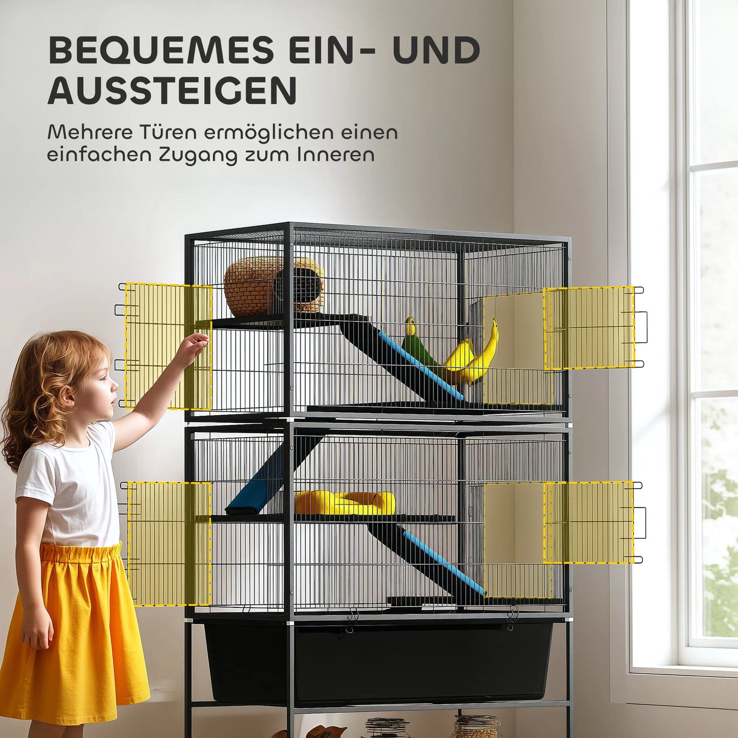 Mažų gyvūnų narvas, naminių gyvūnų narvas su 5 lygiais, neslidžios rampos, hamakas, 88 x 48 x 150,5 cm, tamsiai pilkos spalvos