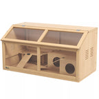 Natūralaus medžio žiurkėnų narvas su permatoma priekine sienele