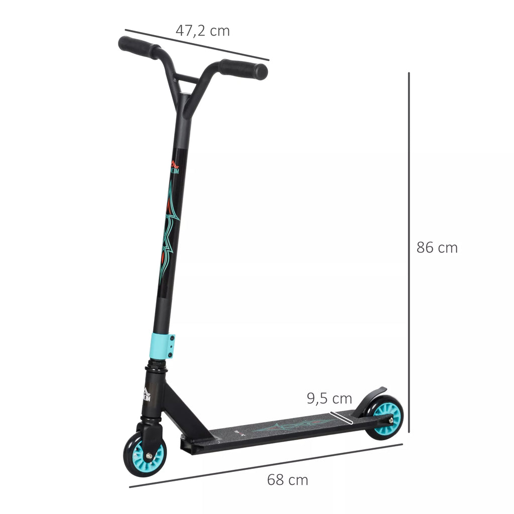 Pro Stunt-Scooter, paspirtukas laisvojo stiliaus triukams, aliuminis, metalas, dirbtinė oda, vaikams ir suaugusiems, žalias