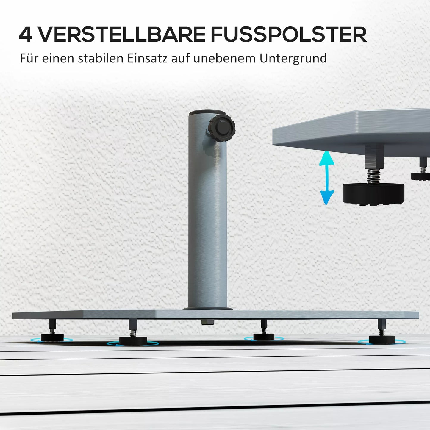 Metalinis skėčio stovas 18,5 kg, kvadratinis laikiklis skėčiui skirtas 32/38/48 mm
