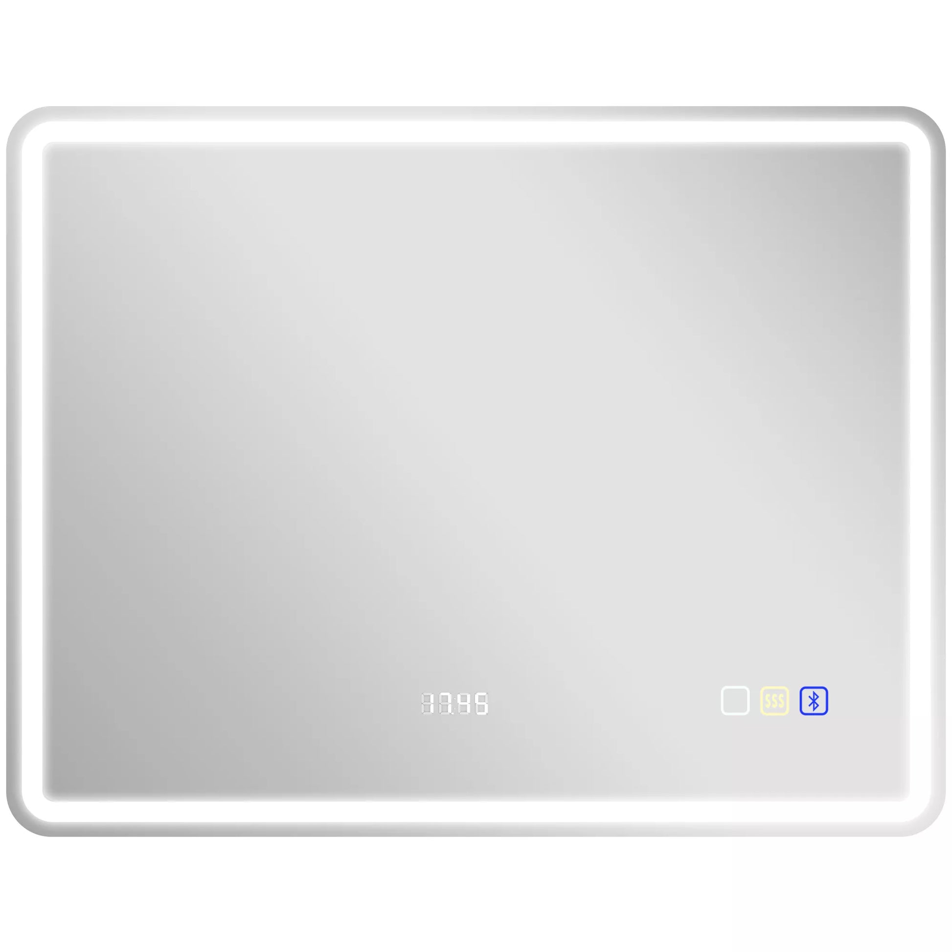 Veidrodis voniai su LED apšvietimu, apsauga nuo rasojimo, 3 reguliuojamomis spalvomis, laikrodžiu, 700 x 900 mm, sidabrinės spalvos