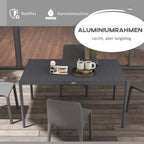 Stalas su informacine grafika apie aliuminio rėmą