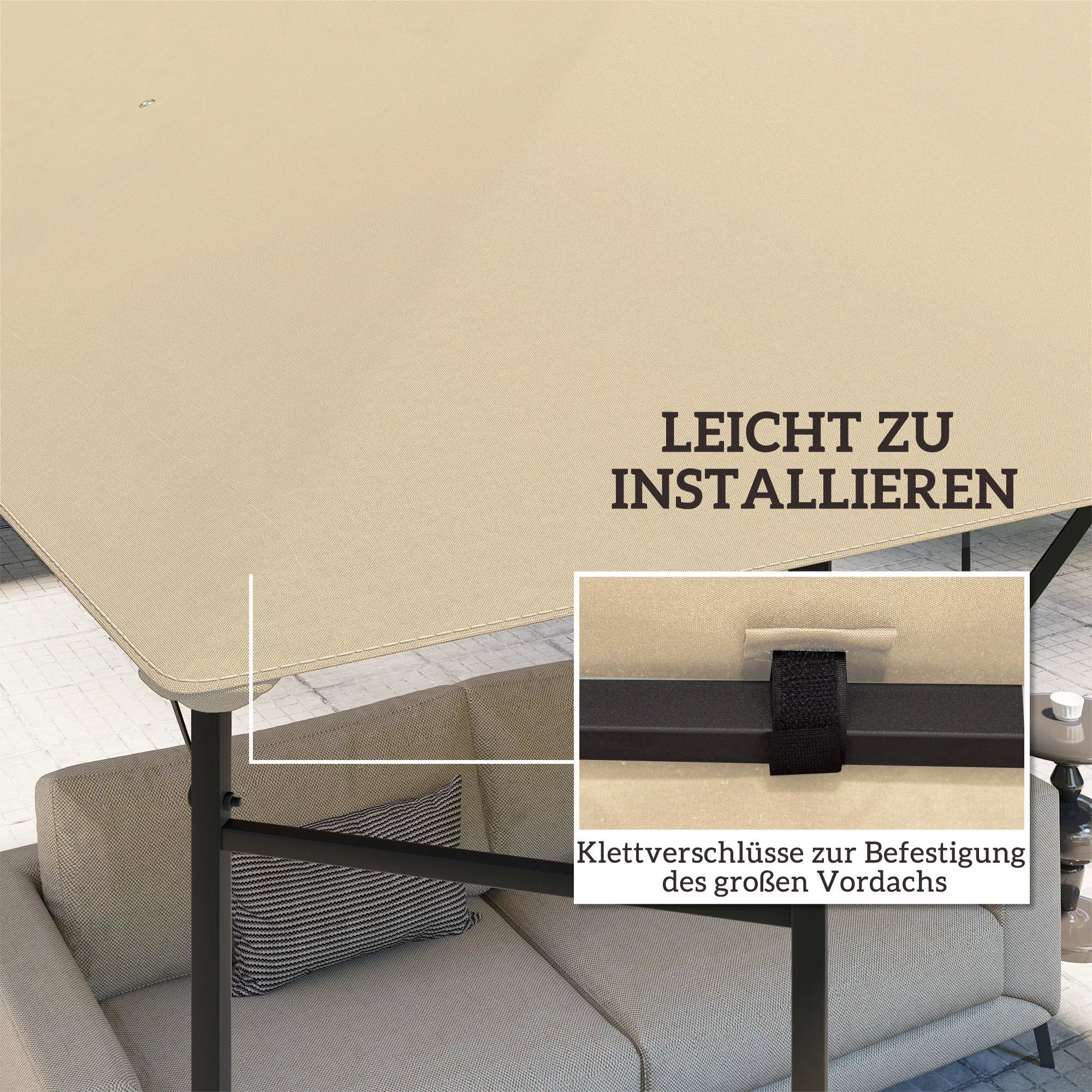 Pavilion 3 x 3 m vandeniui atsparus paviljono stogas UPF30+ Atsarginis apvalkalas iš Oksfordo audinio, 370 g/m², smėlio spalvos