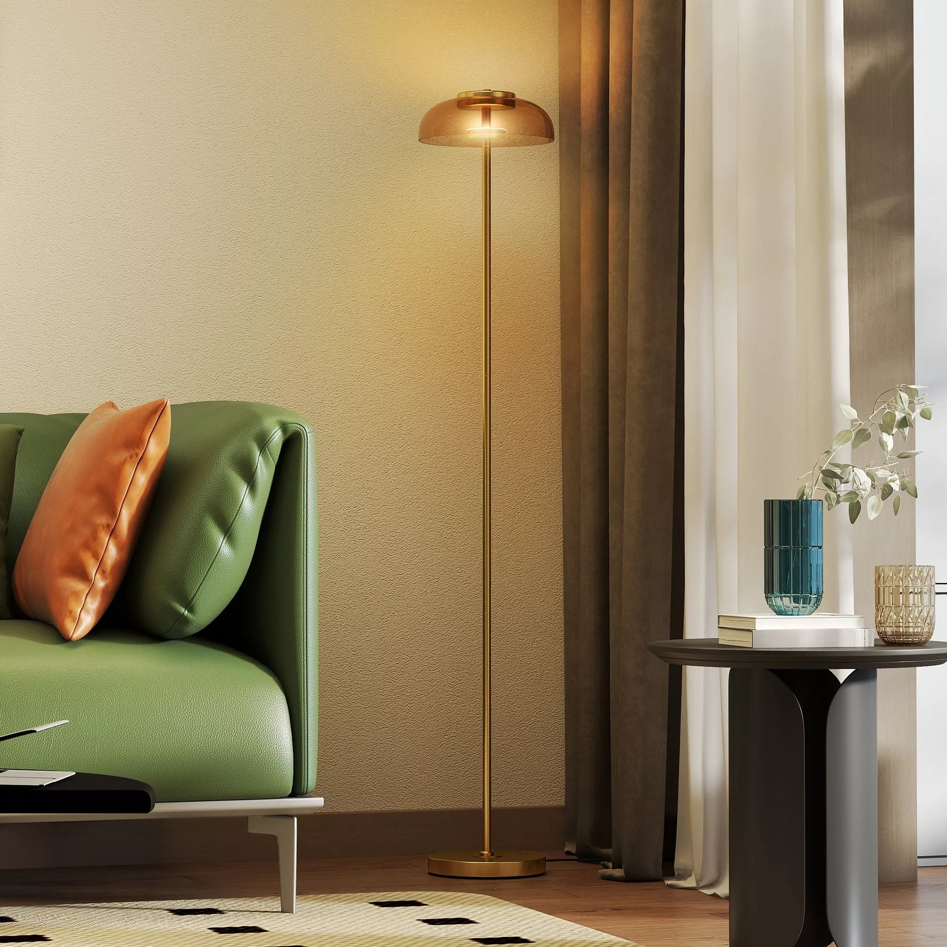 LED stovinti lempa svetainė, stovinti lempa su 3000 K šilta šviesa, pėdos jungiklis, 25 x 25 x 134 cm, varis