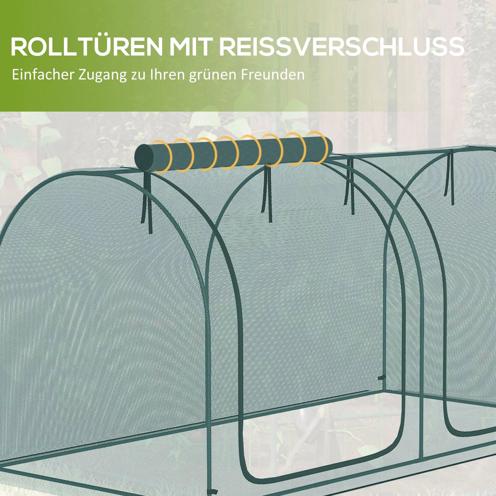 Augalų apsaugos tinklas, 2 suskleidžiamos durys, plieninis rėmas, su nešimo krepšiu, tamsiai žalias, 2,49 x 1,2 x 1,2 m