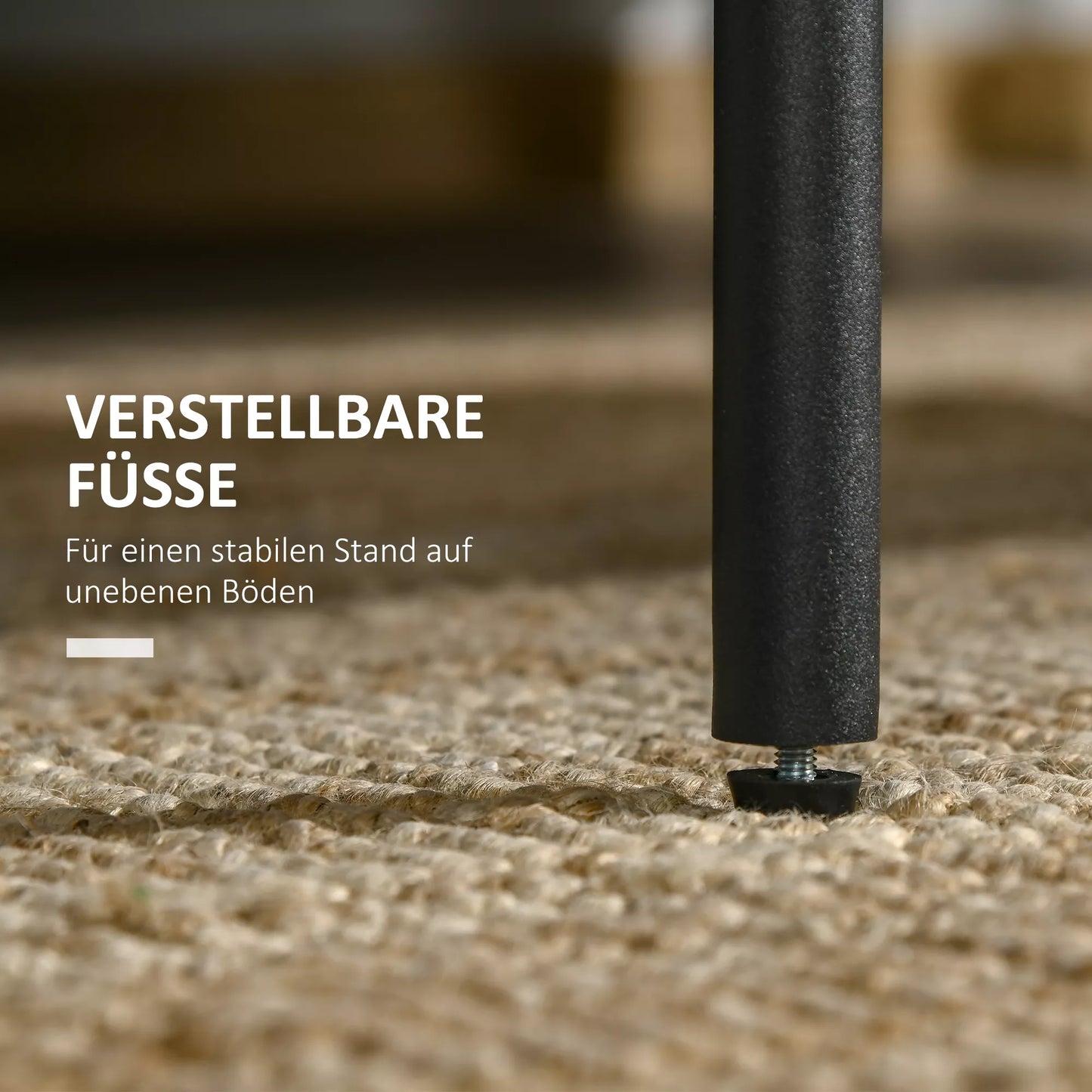 Svetainės staliukas su lentyna, reguliuojamos kojelės, plieninis rėmas, stiklo plokštė, 100 x 55 x 45,5 cm, Baltas