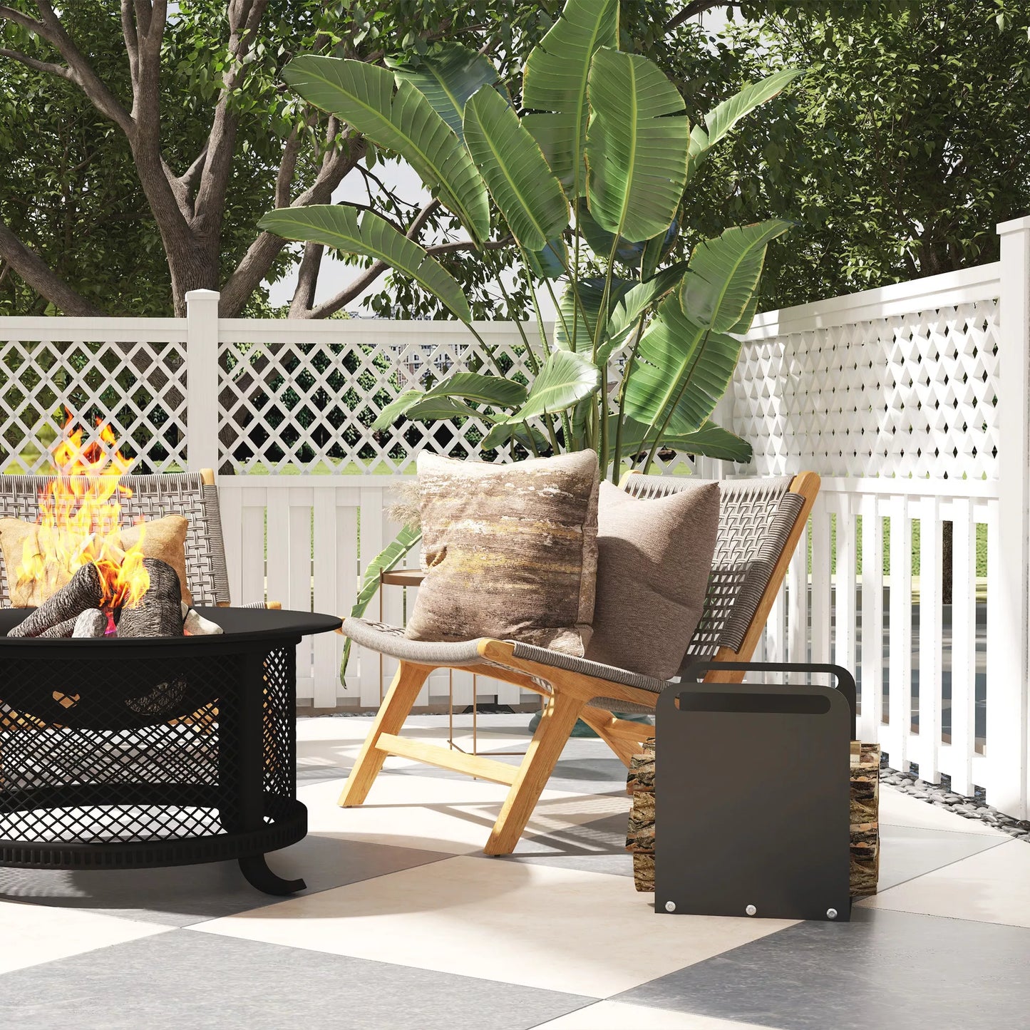 Stovas malkoms, 2 rankenos, plieninis rėmas, iki 30kg, 36x30x36cm, juodas