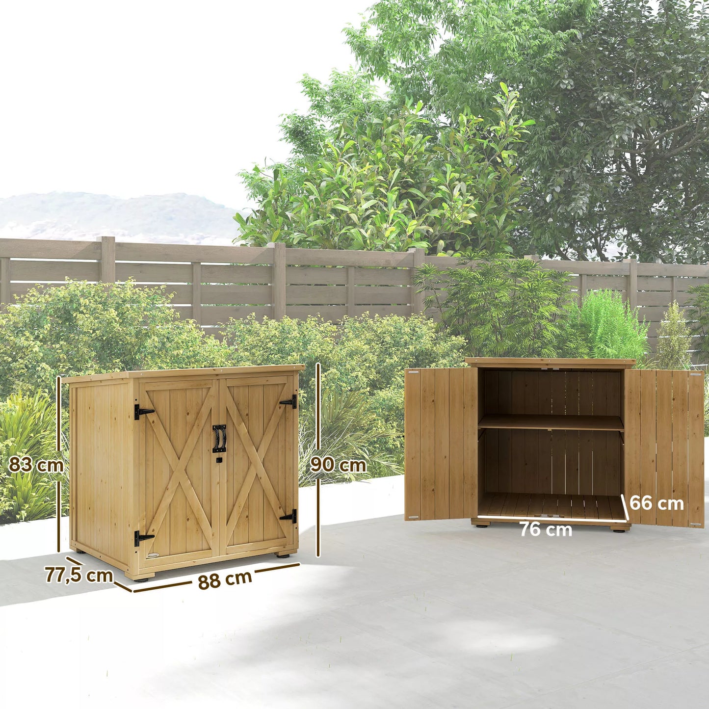 Lauko daiktadėžė sodo pagalvėlių dėžė, atspari oro sąlygoms, su asfalto stogu, 77,5 cm x 88 cm x 90 cm, tamsiai pilka