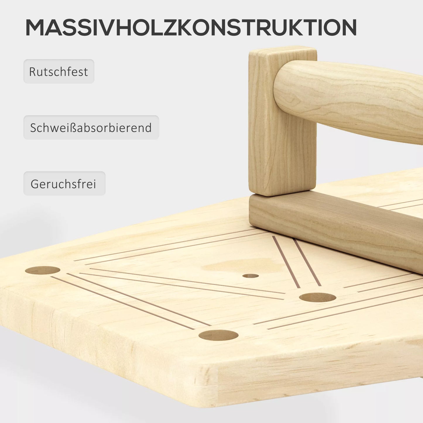 Rinkinys stovų atsispaudimams, rankenos atsispaudimams su treniruočių lenta ir pasipriešinimo juostomis, medinis
