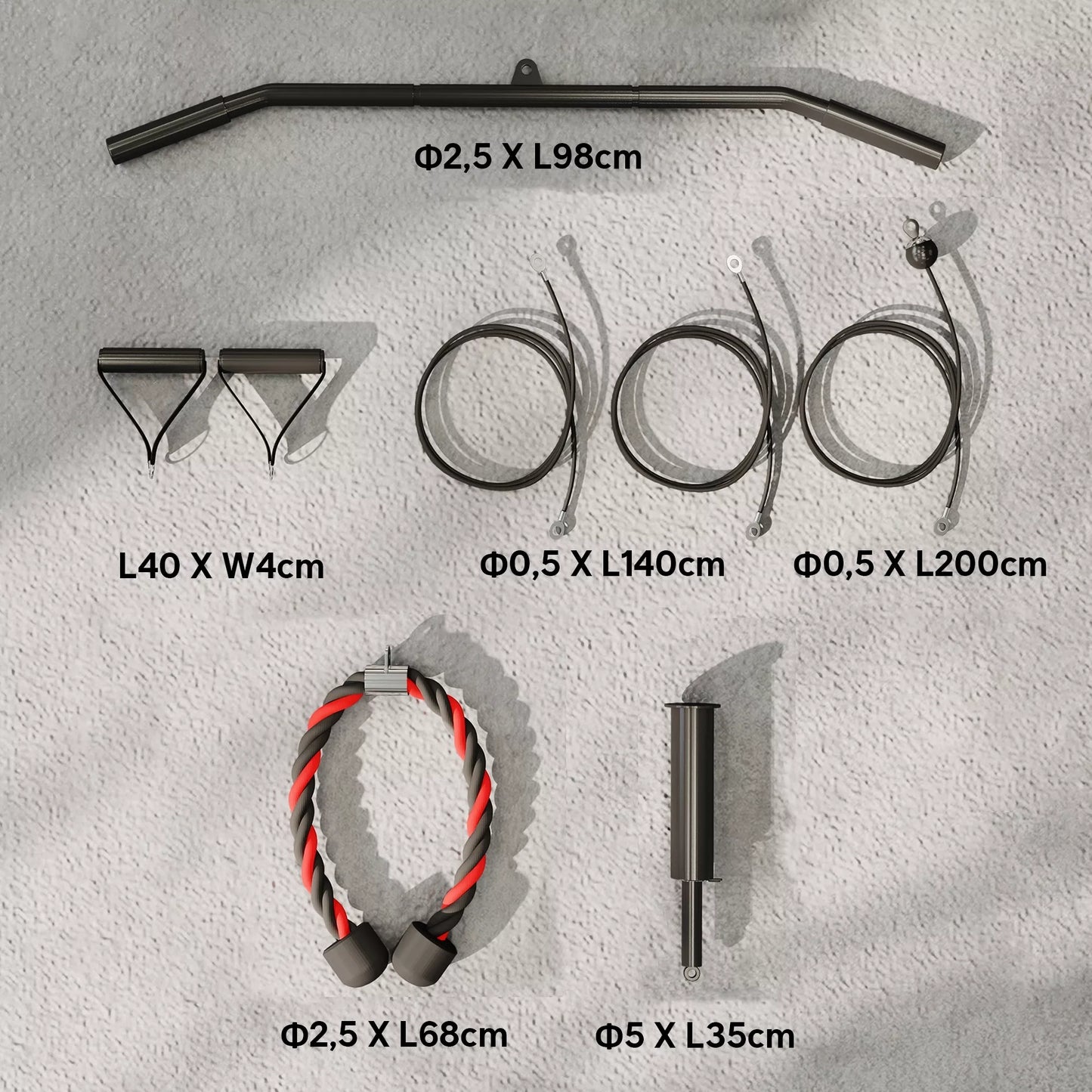 Fitneso traukos ir kabelinės skriemulių sistemos treniruoklis rankų jėgos treniruotėms namuose