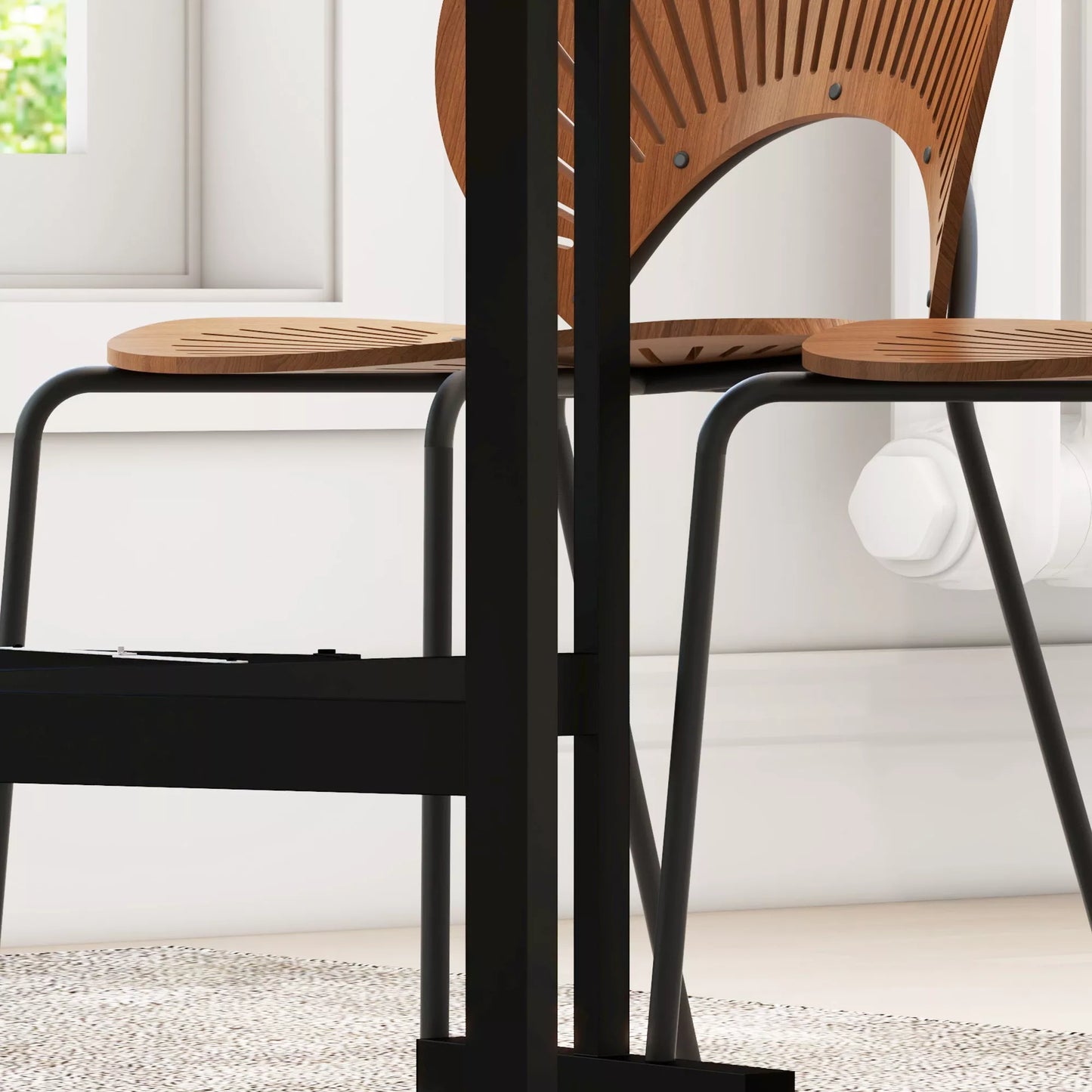 Valgomasis stalas 4-6 žmonėms, sulankstomas, su ratukais, plieniniu rėmu, 52,5-120 x 80 x 73 cm, pilkos spalvos