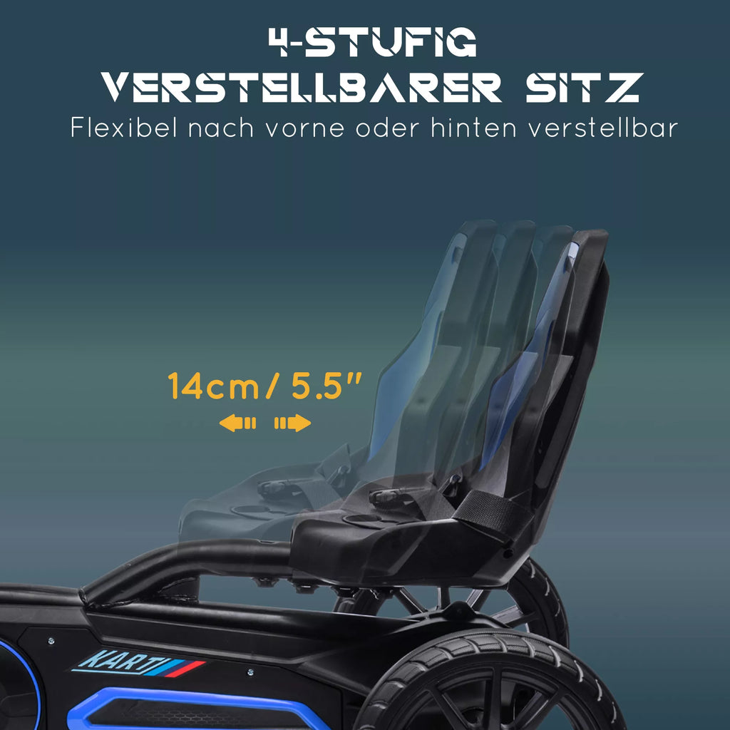Pedalinis kartingas su atbuline eiga, vaikams nuo 3 iki 8 metų, mėlynas