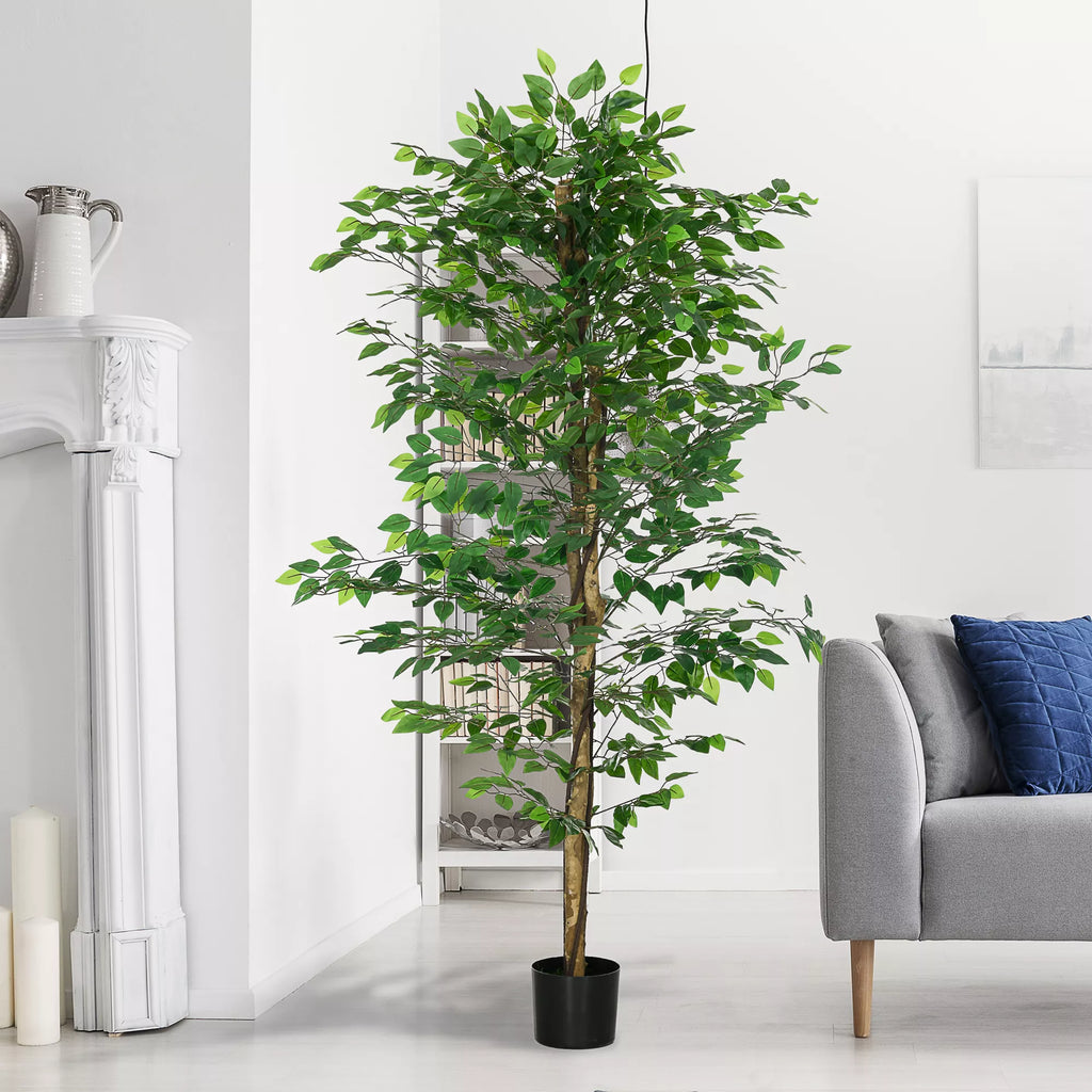 Dirbtinis fikuso medis, realistiškas, lengvai prižiūrimas, su vazonu, 180 cm aukščio, žalias