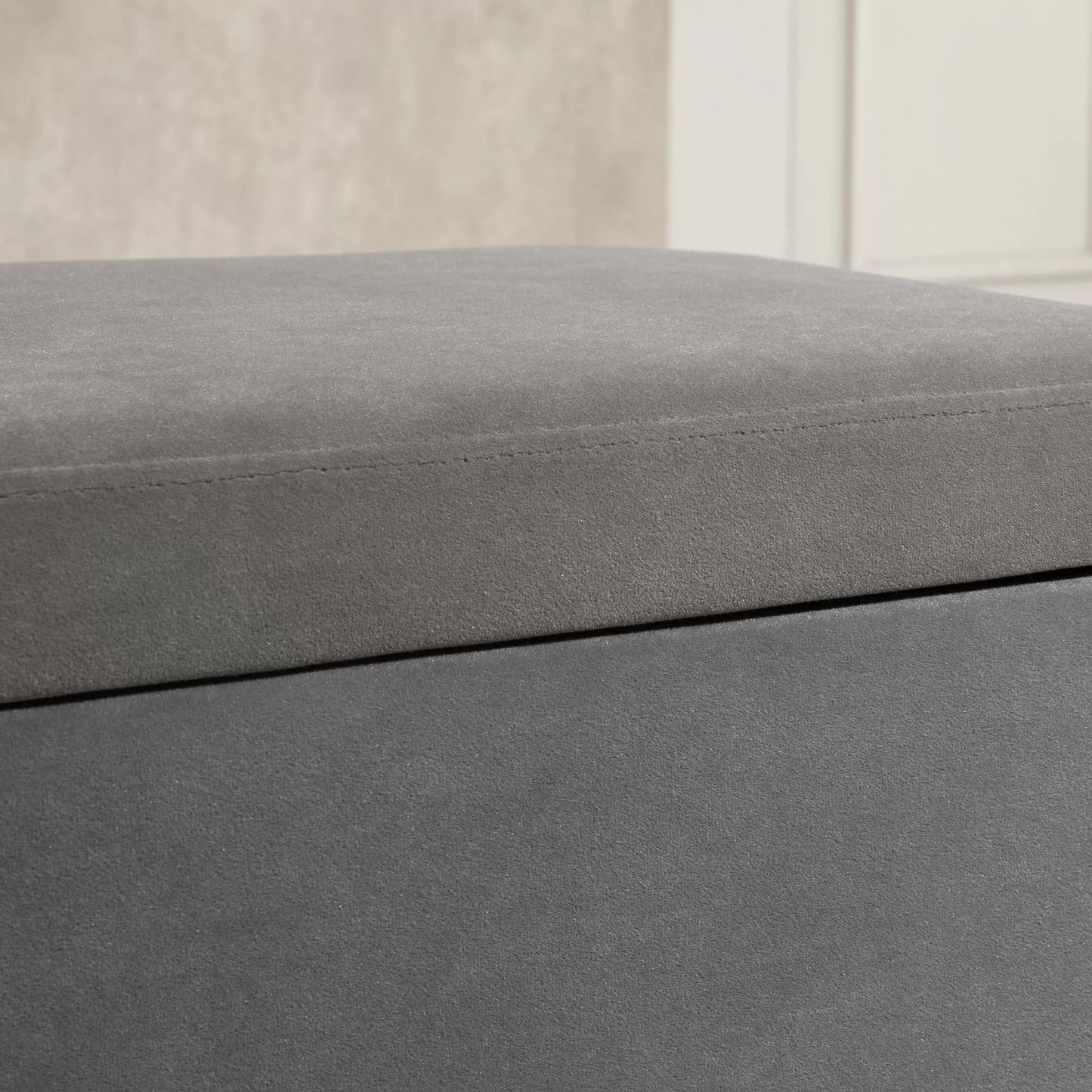 Suolas, minkštas suolas su daiktadėže, dėžė-suolas, metalas, putplastis, kaučiukmedžio mediena, anglies pilka, 110 x 43 x 45 cm