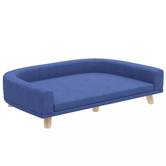 Šunų lova Šunų sofa Naminių gyvūnėlių sofa, eukalipto mediena, 98 x 67 x 25 cm, mėlyna