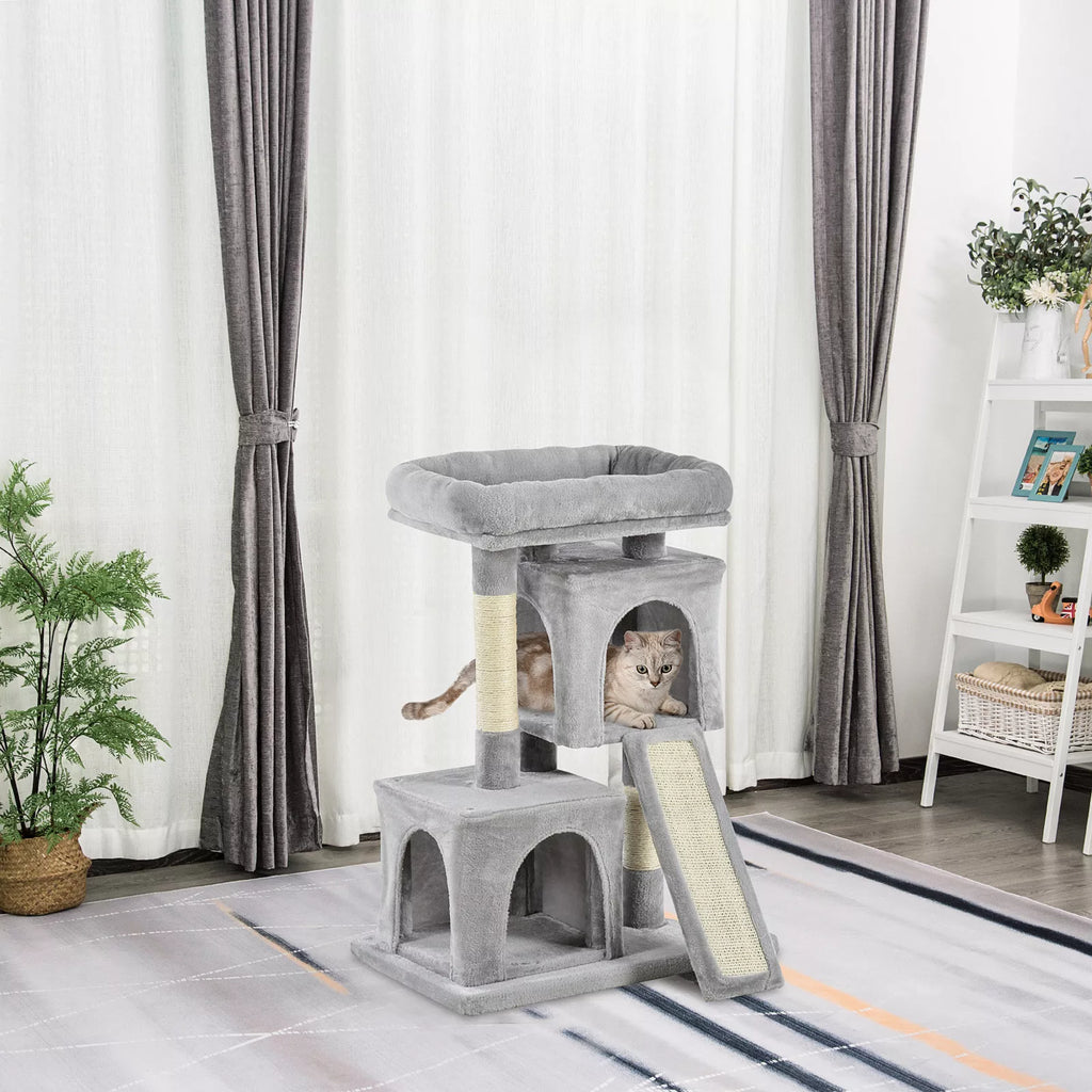 Kratzbaum 83 cm Mažas kačių braižymo medis su sizalio kolonomis, kačių braižymo medis, kačių laipiojimo medis, kačių medis, kačių baldai Žaidimų medis mažoms katėms, šviesiai pilkos spalvos