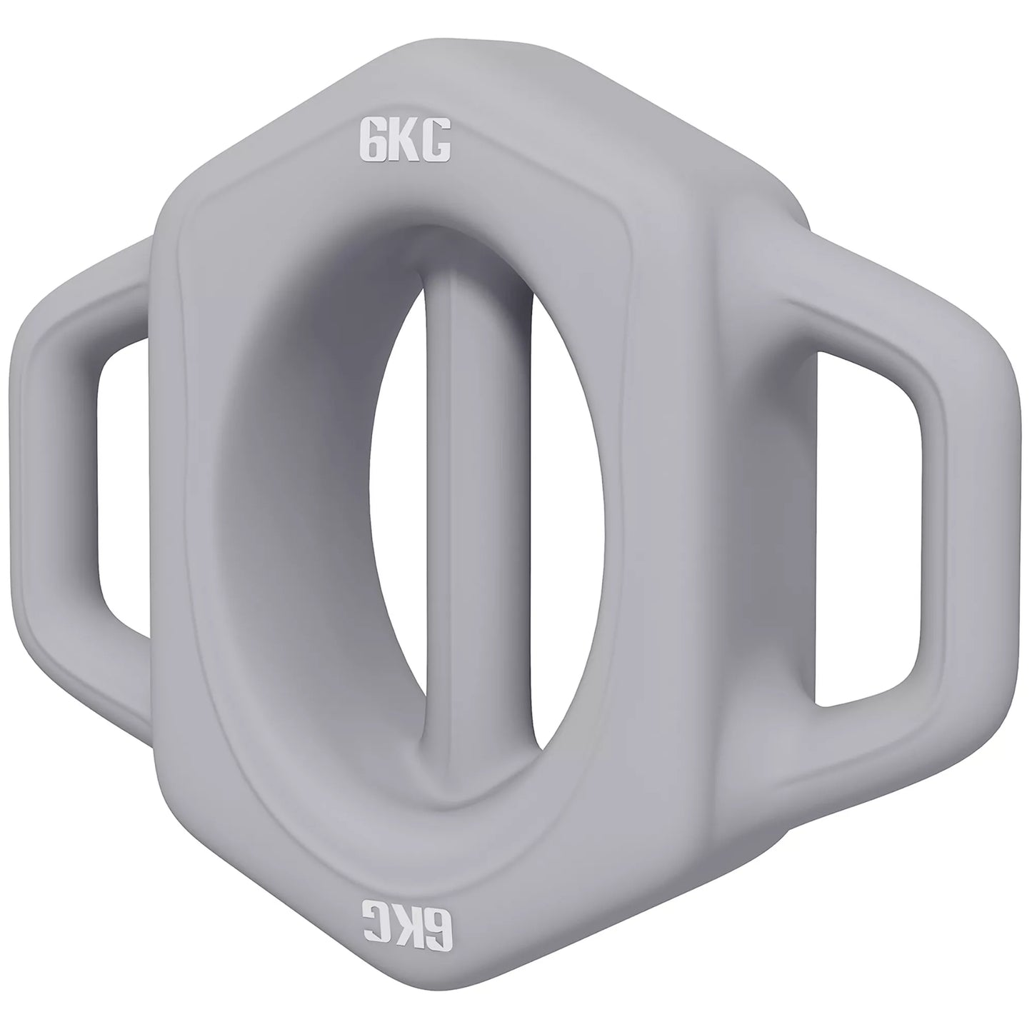 3-in-1 daugiafunkcis svarmenys, 6 kg, neslystantis, mažai kvapus, plastiku dengtas, su geležies šerdimi, pilkas