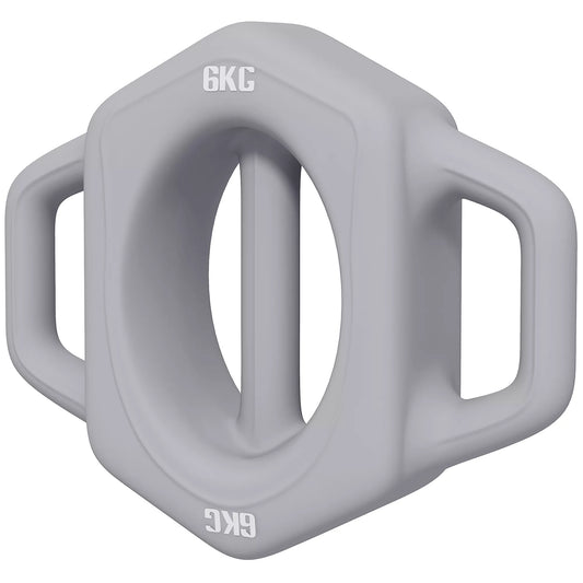 3-in-1 daugiafunkcis svarmenys, 6 kg, neslystantis, mažai kvapus, plastiku dengtas, su geležies šerdimi, pilkas