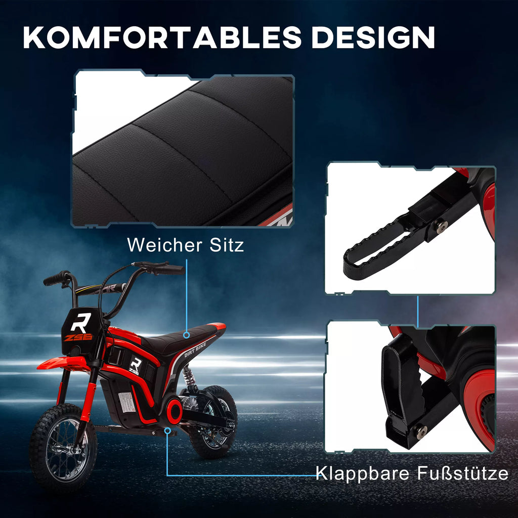 Vaikiškas elektrinis motociklas, 24V, 8–16 km/h, 8–12 metų vaikams, raudonas