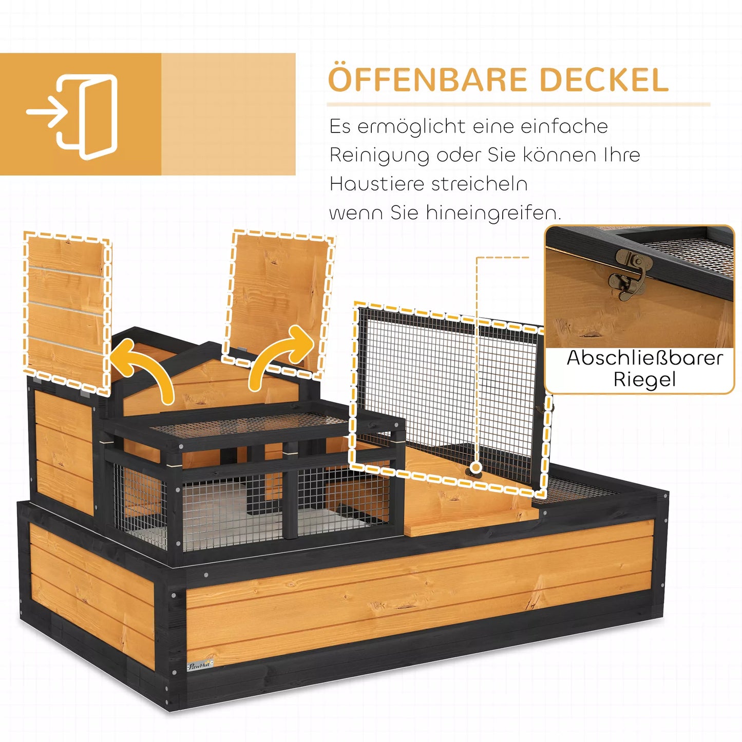 Namų varliukų namelis, 2 lygiai, vidui ir laukui, stalčius, eglės mediena, geltonas