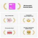 Infografika su Anthbot Genie 800 IFA Innovation apdovanojimų logotipais