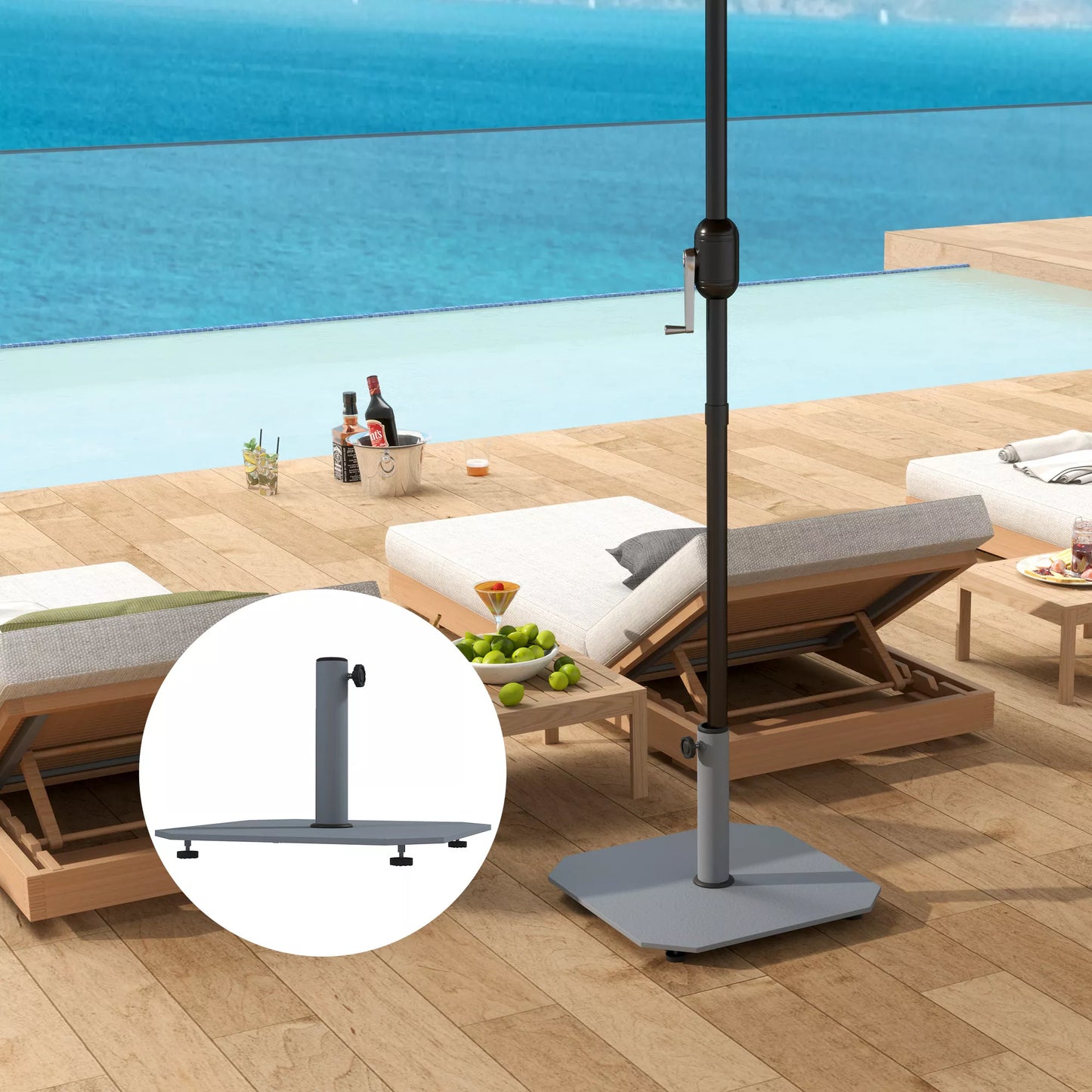 Metalinis skėčio stovas 18,5 kg, kvadratinis laikiklis skėčiui skirtas 32/38/48 mm