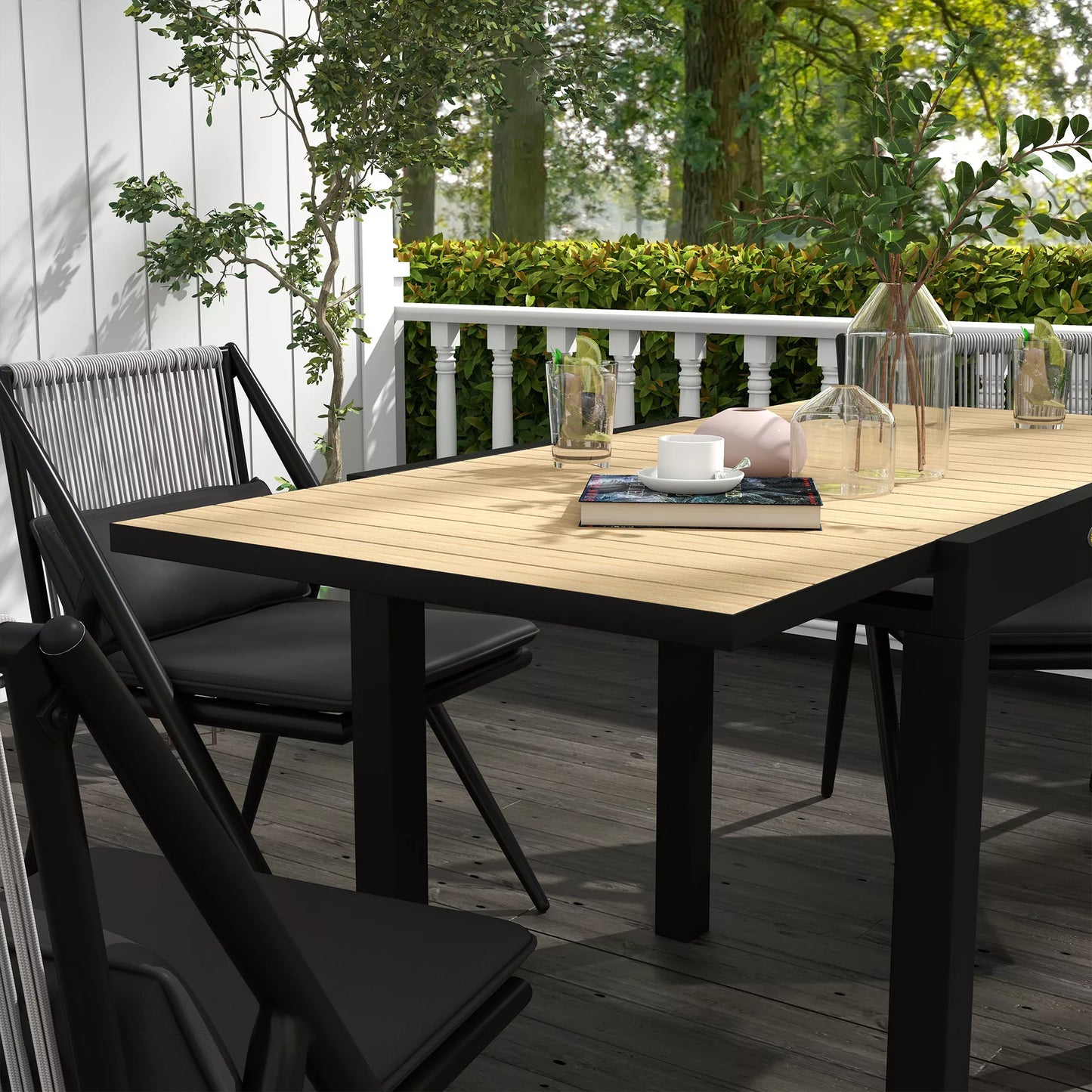 Sodo stalas Lauko stalas, atsparus atmosferos poveikiui, 162 x 80 x 75 cm, geltonas