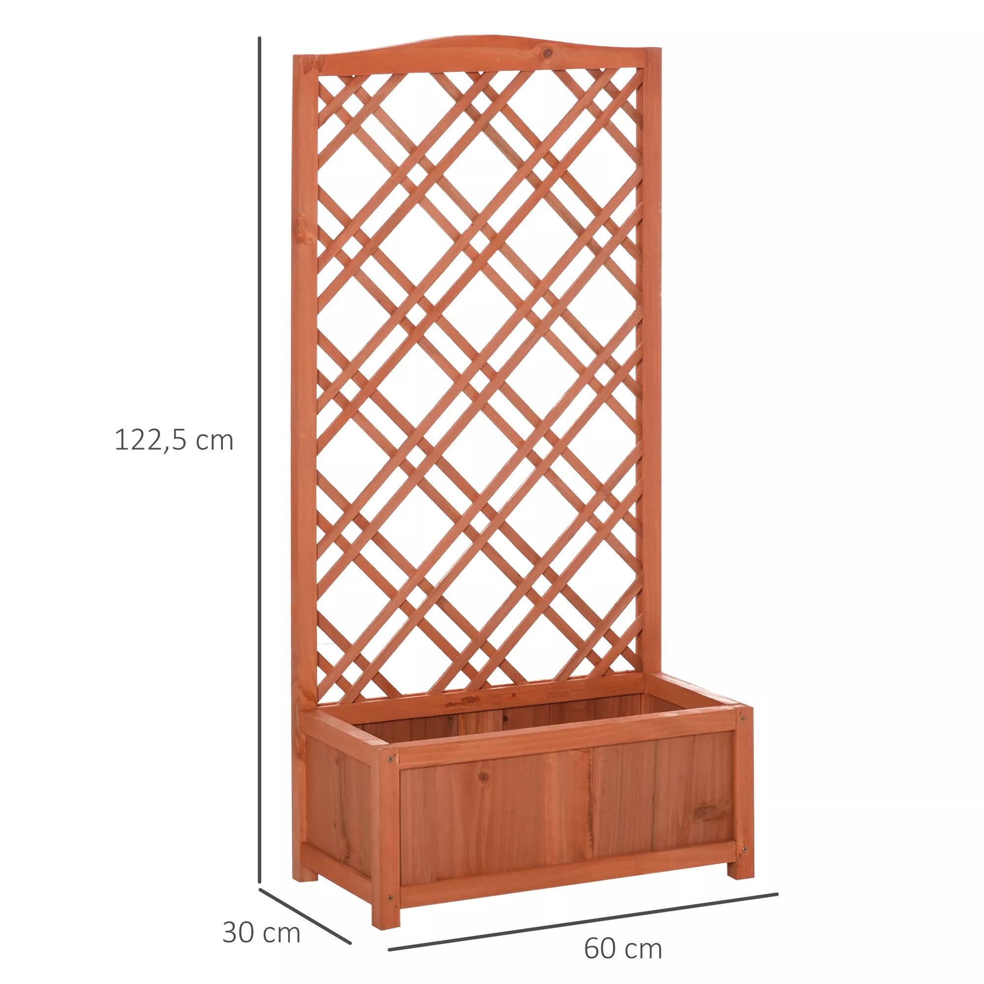 Aukšta pakelta medinė lysvė su grotelėmis 60 x 30 x 122,5 cm – geltona