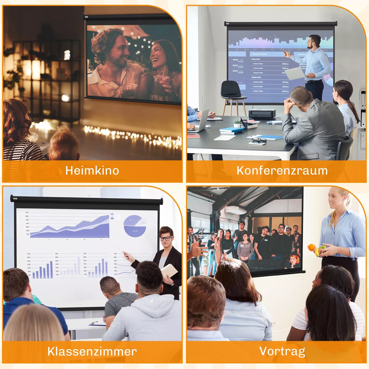 Projektoriaus ekranas, 100 colių, 4:3, 203x152 cm, juodas