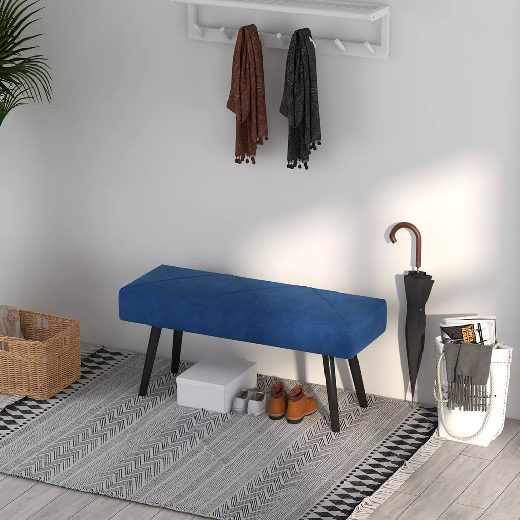 Sėdimoji sofa, minkšta sofa, lovos sofa, aksomo išvaizda, 100 x 36 x 45 cm, mėlyna