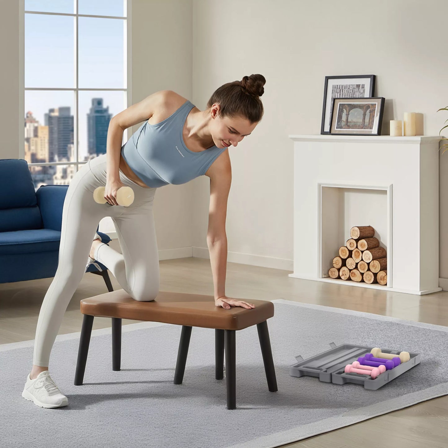 Hantelių rinkinys 6 vnt. su lagaminu, svoriais 0,5kg, 1kg, 1,5kg, reguliuojami namams, sporto salei