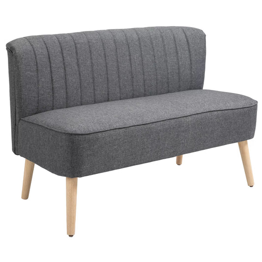 Dviejų vietų sofa, minkštas paminkštinimas, lengvai prižiūrimas užvalkalas, iki 150 kg, 117 x 56,5 x 77 cm, tamsiai pilkos spalvos