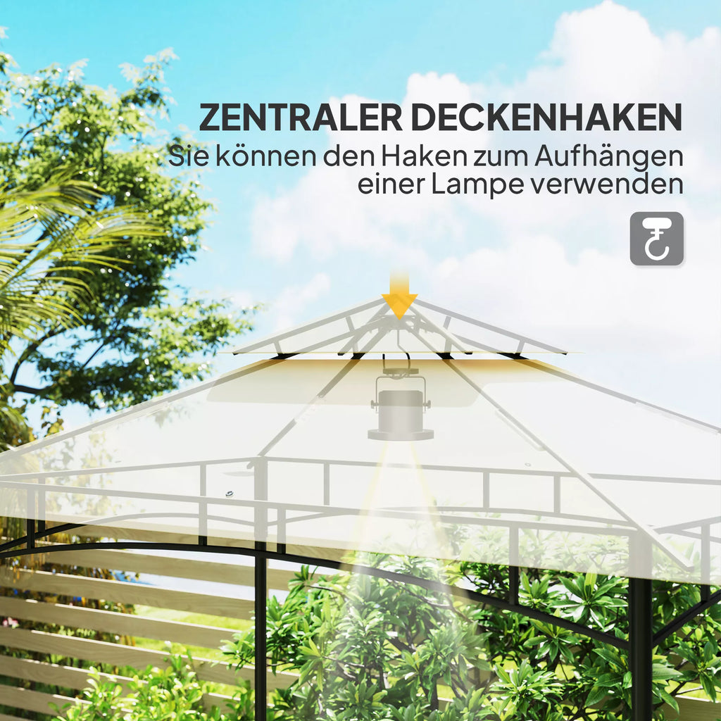 Grill paviljonas su LED 240 x 150 x 258 cm, atsparus vandeniui, ugniai atsparus Sodo paviljonas su dvigubu stogu
