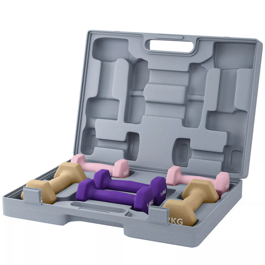 Hantelių rinkinys, 6 vnt. rinkinys hantelių su svoriais, plieninių rankinių hantelių rinkinys, 1 kg, 1,5 kg, 2 kg