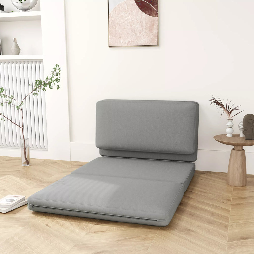 2-in-1 sulankstomas poilsio krėslas, svečių čiužinys, dalomas, 120 cm pločio, šviesiai pilkos spalvos