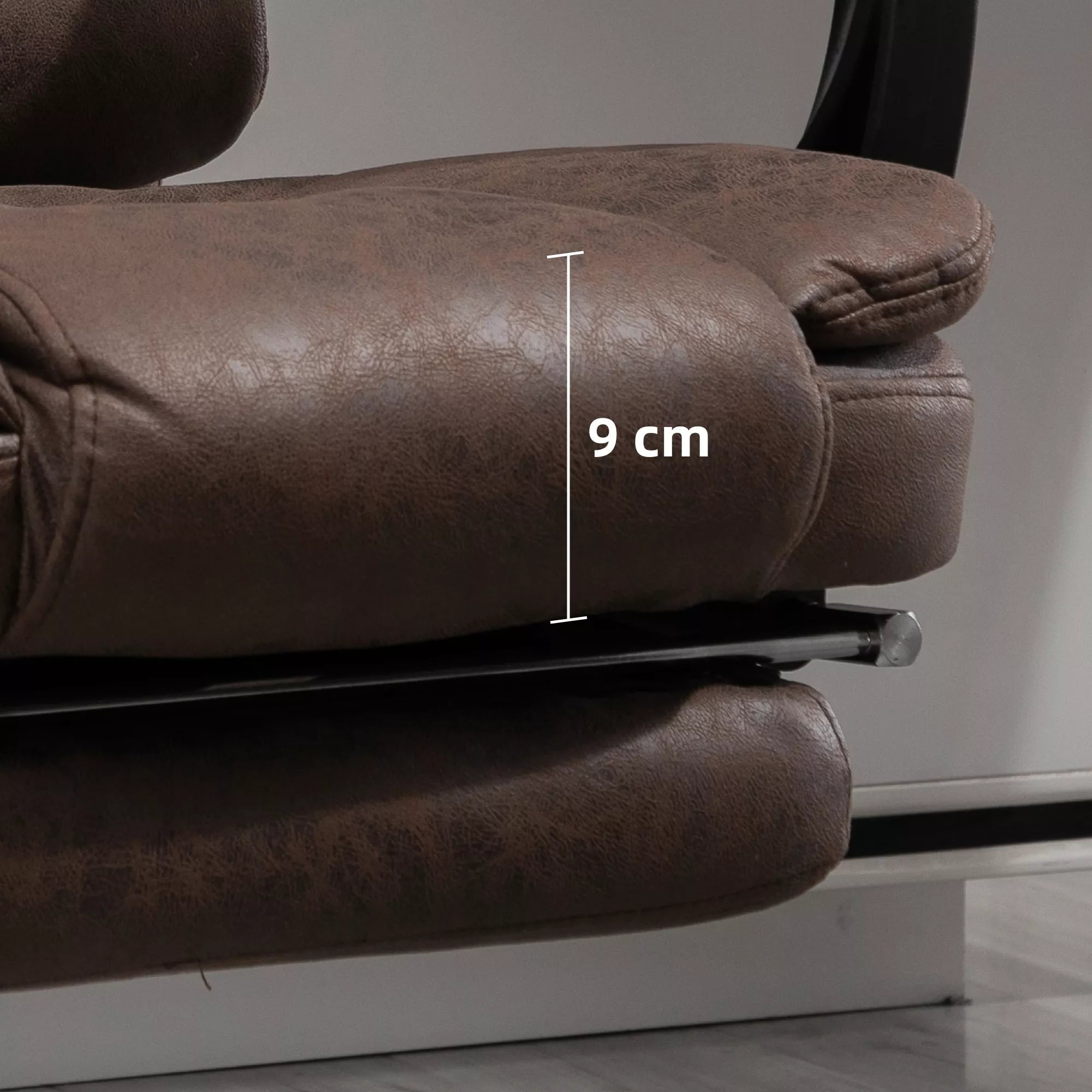 Masažinė biuro kėdė, atlošimo ir šildymo funkcija, pasukama, ergonomiška, iki 120 kg, ruda