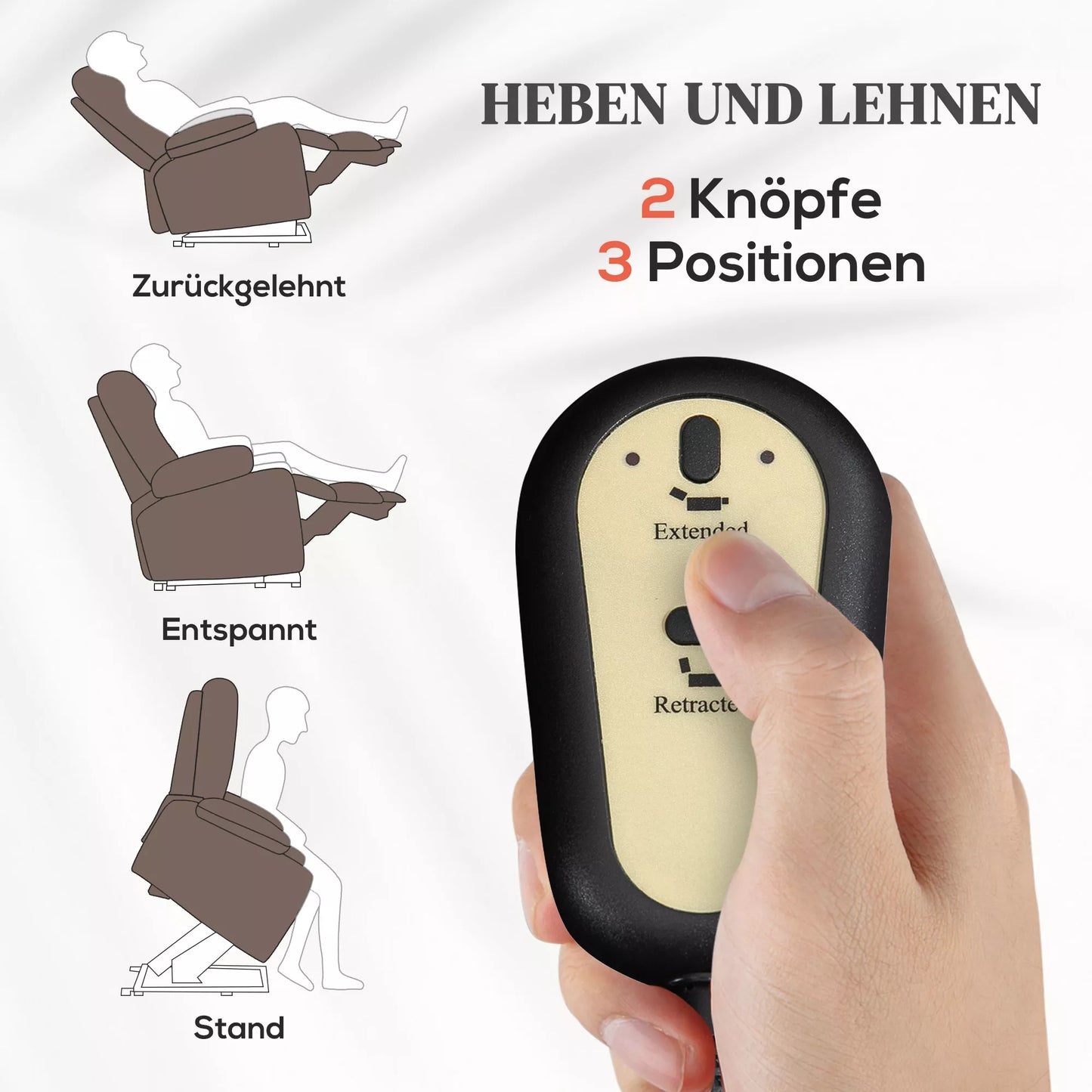 Pakeliamoji kėdė su masažo funkcija, 90x93x110cm, ruda