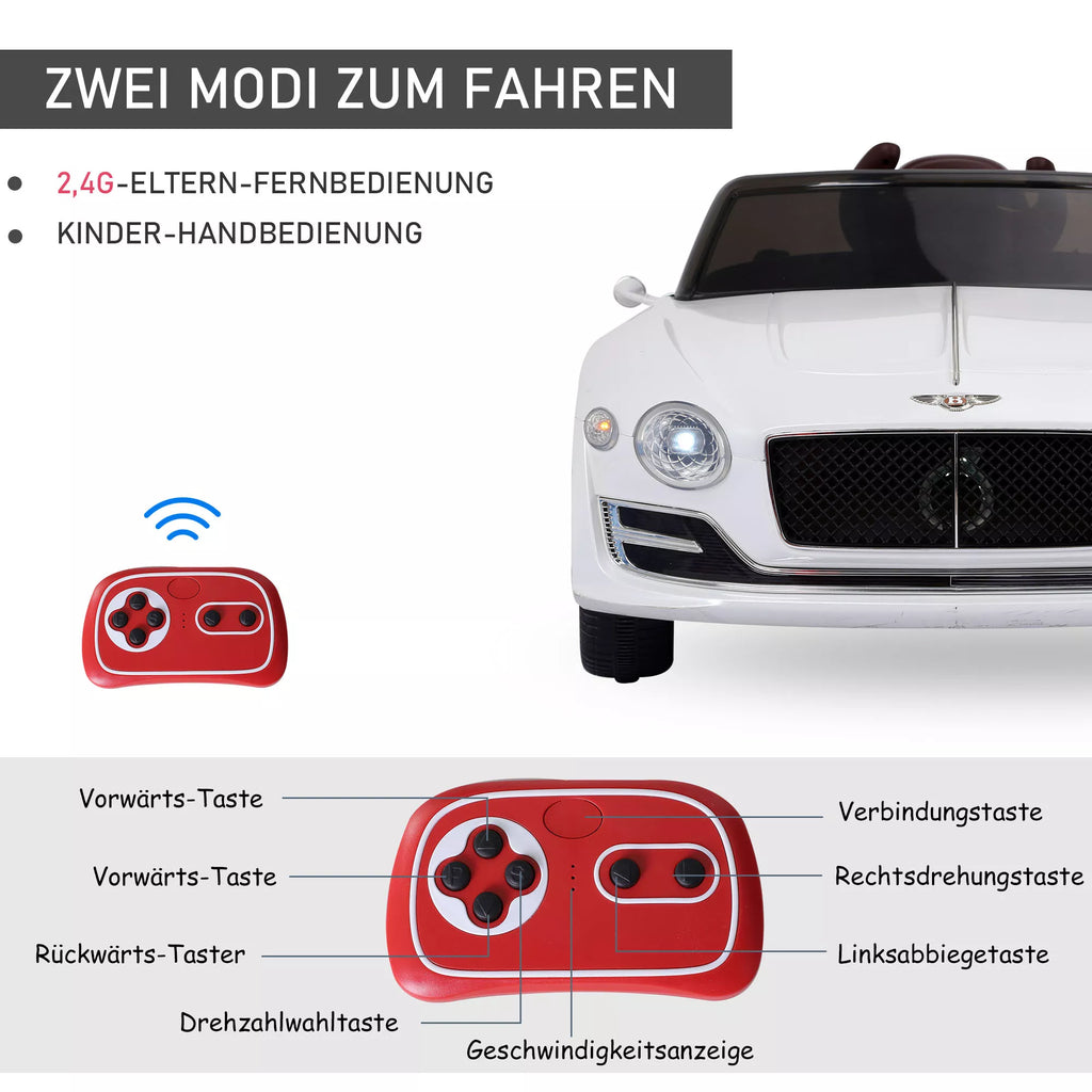 Vaikų automobilis „Bentley GT“ licencijuotas vaikų automobilis Elektrinis automobilis su nuotolinio valdymo pultu 2 x 390 varikliai Vaikams Balta 108 x 60 x 43 cm