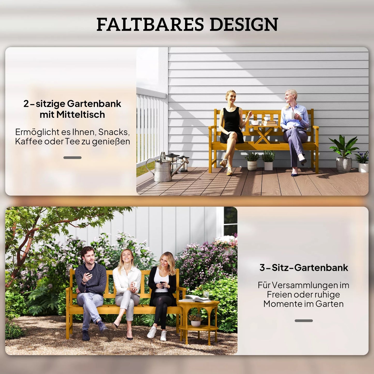 2-vietis medinis sodo suolas, atsparus oro sąlygoms, su atlošu ir porankiais, 320 kg apkrova 149x56,5x89cm, tikmedis