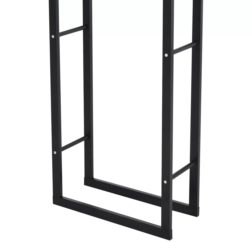 Metalinė malkų lentynėlė 40 x 25 x 150 cm Malkų lentynėlė Stalo pagalba Plieninis rėmas iki 100 kg Malkų laikymo vieta Lauko medinė lentynėlė Malkų lentynėlė sodui Terasai Lauko Juoda