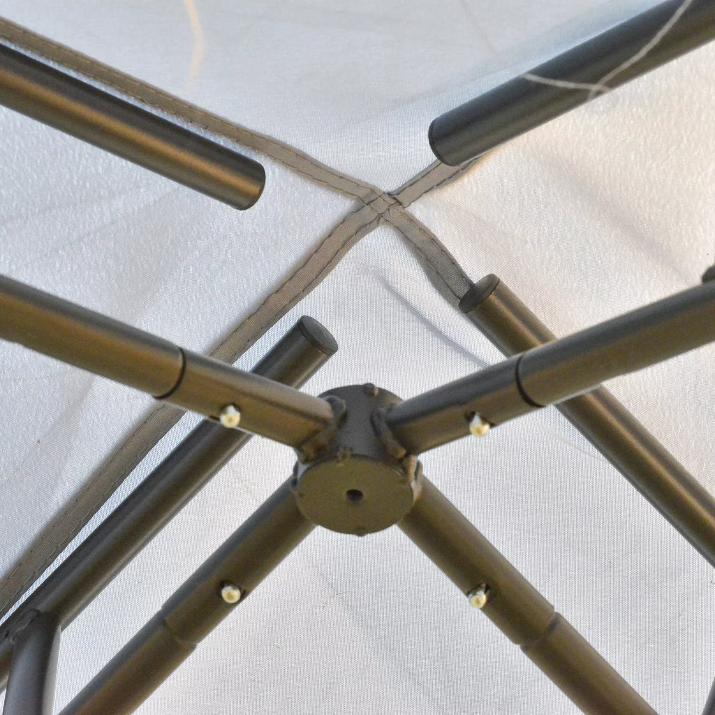 Paviljonas su dvigubu stogu, 3x2 m, atsparus vandeniui, stabilus, atsparus žiemai, su moskitine tinklele, šoninėmis dalimis, metalinis sodo paviljonas, skirtas sodui, terasai, šviesiai pilkos spalvos.